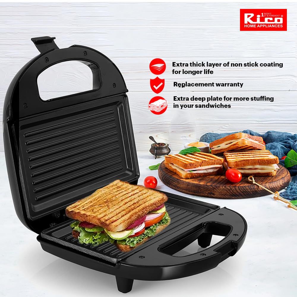 RICO SANDWICH GRILL TOASTER SG2408 - BLACK thumbnail 5