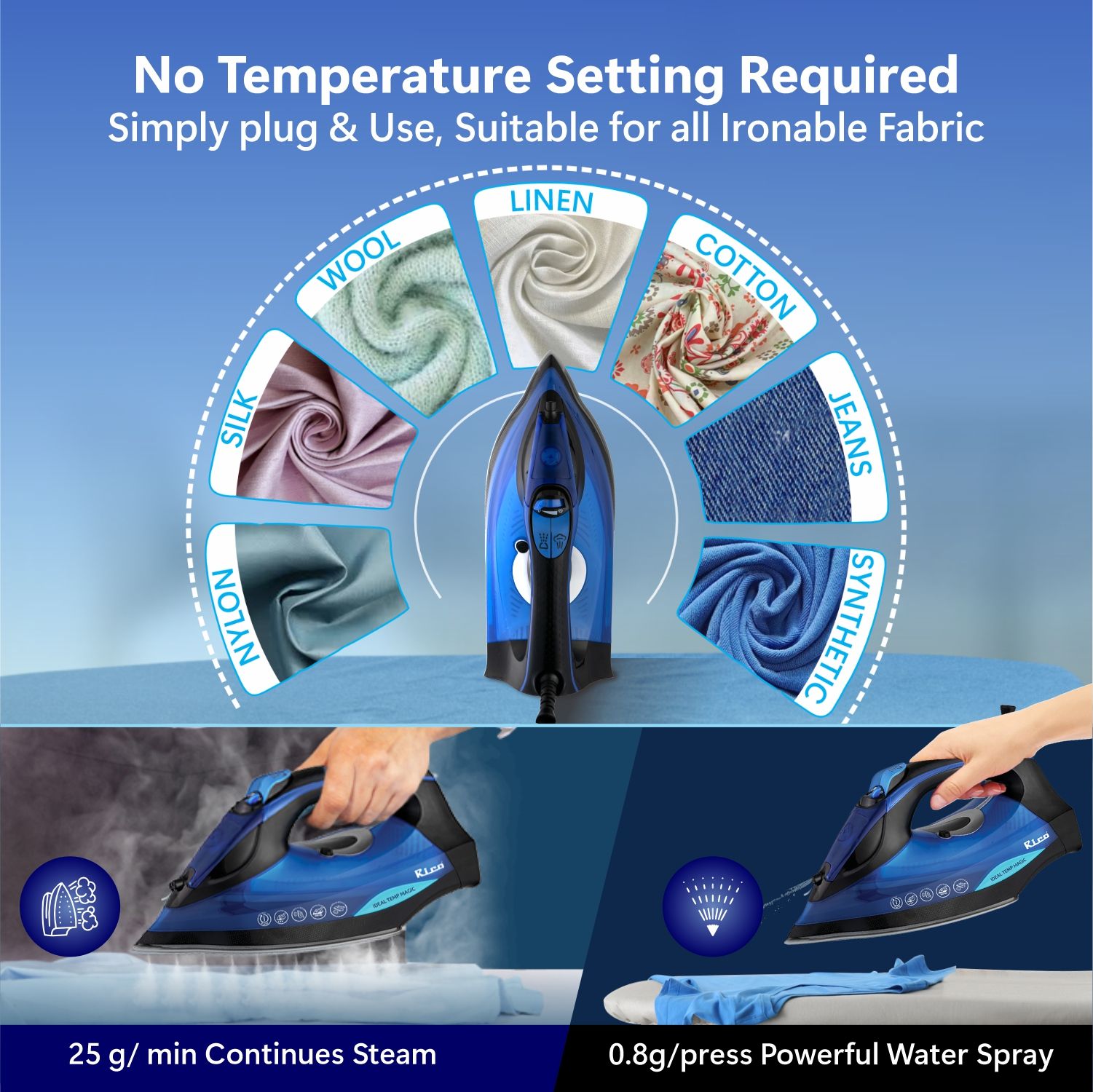 RICO IDEAL TEMPERATURE MAGIC STEAM IRON thumbnail 3