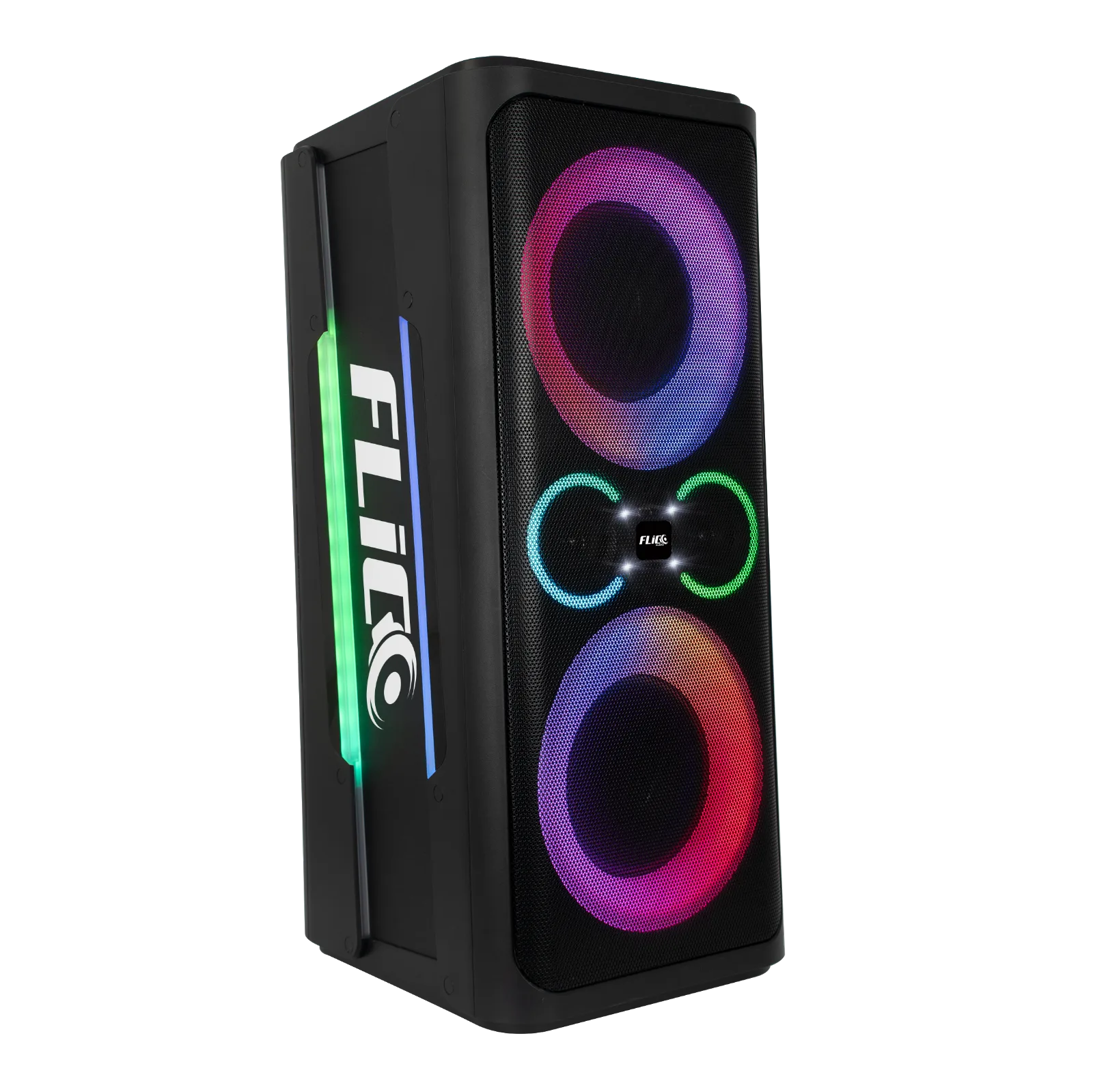 FLICO 2 ACTIVE 8INCH DUAL SPEAKER PORTABLE PARTY BOX 180W-BLACK