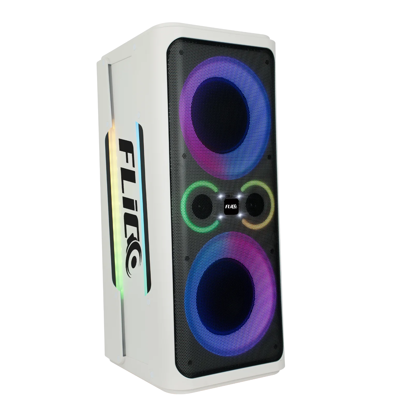 FLICO 2 ACTIVE 8INCH DUAL SPEAKER PORTABLE PARTY BOX 180W-WHITE